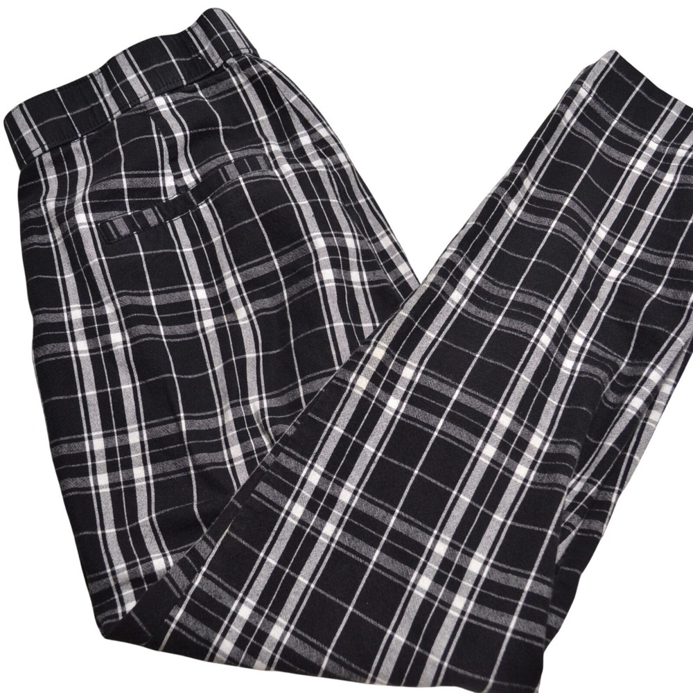 Hollister Plaid Trousers Womens Small Black White Excellent Preppy Casual Bold